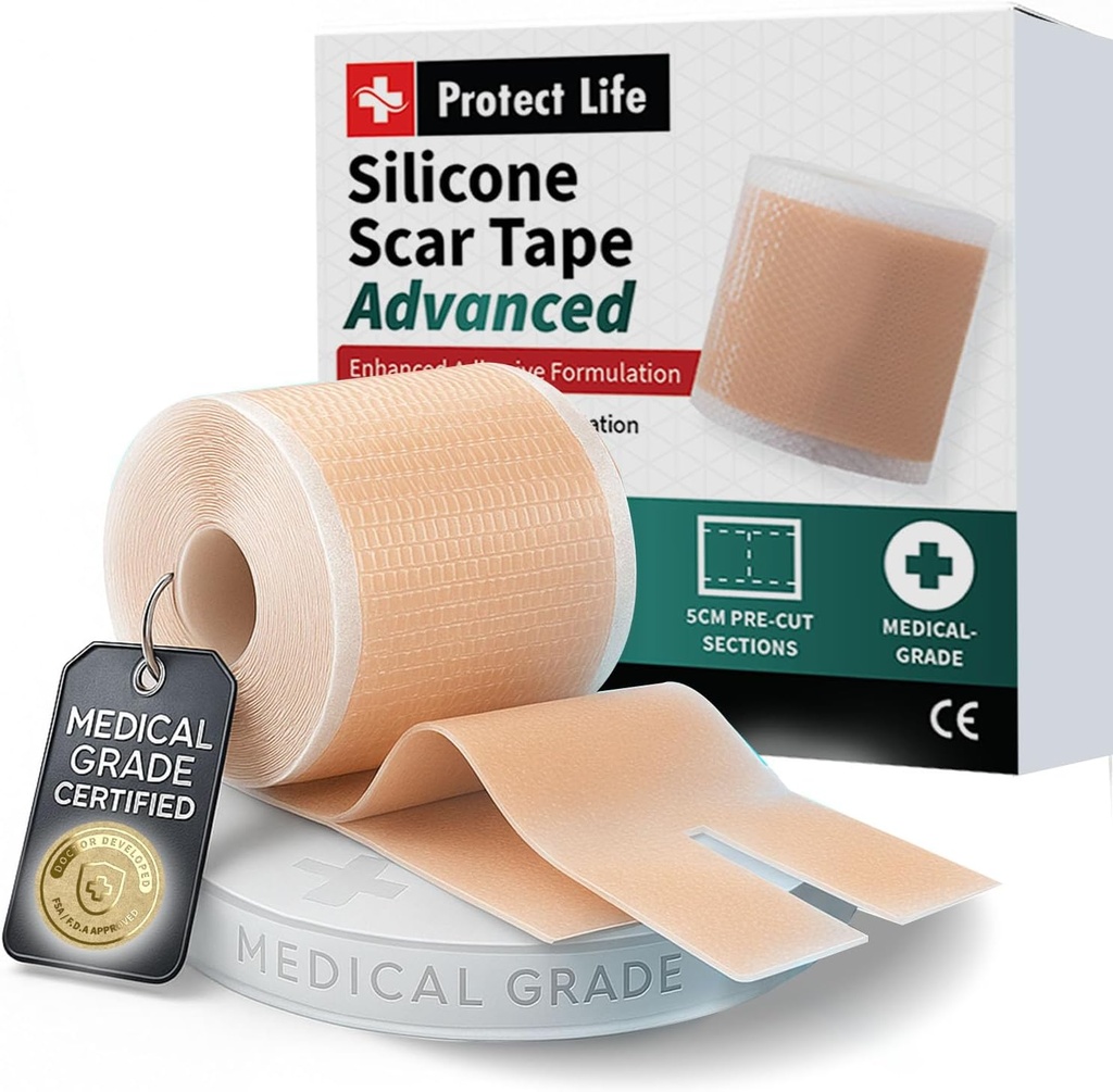 Taśma silikonowa klasy medycznej Adhesive Adhesive Formulation (1.6 "x 118") Paski do usuwania bliznowat chirurgicznych, taśma silikonowa i keloidowe leczenie bliznowacenia, wielokrotnego użytku arkusze z silikonem