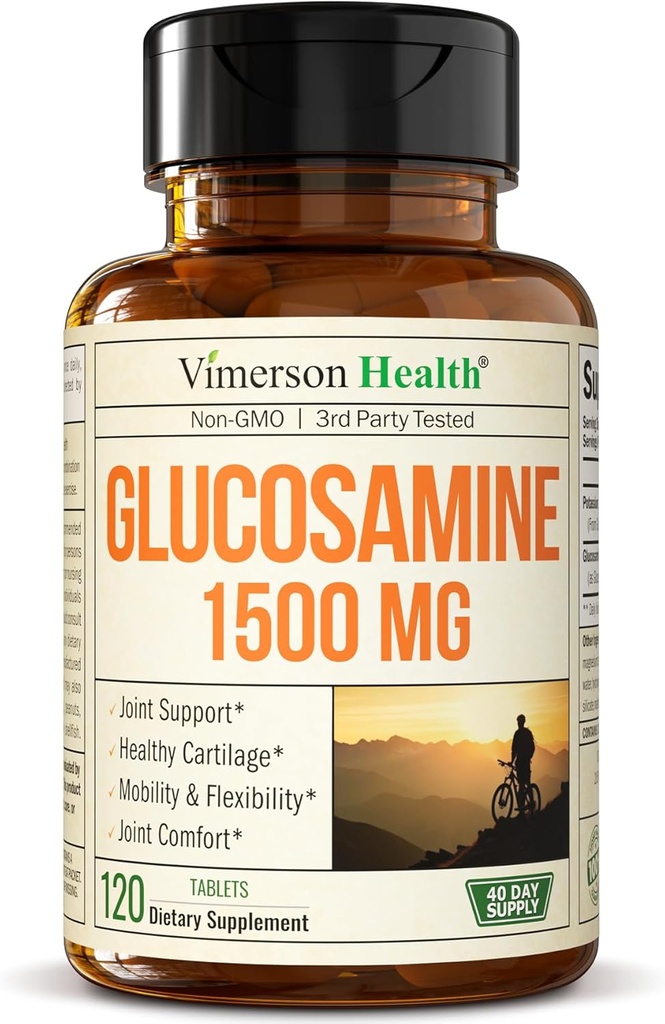 Sulfat glukozaminy 1500mg w / potas - Kwalifikujący się wspólny dodatek wsparcia dla chrząstki chrząstki, kości i zdrowia stawów, sporadyczne ulgi dla dyskomfortu dla pleców, kolana i ręce - Kompleks glukozaminy 120 Tab