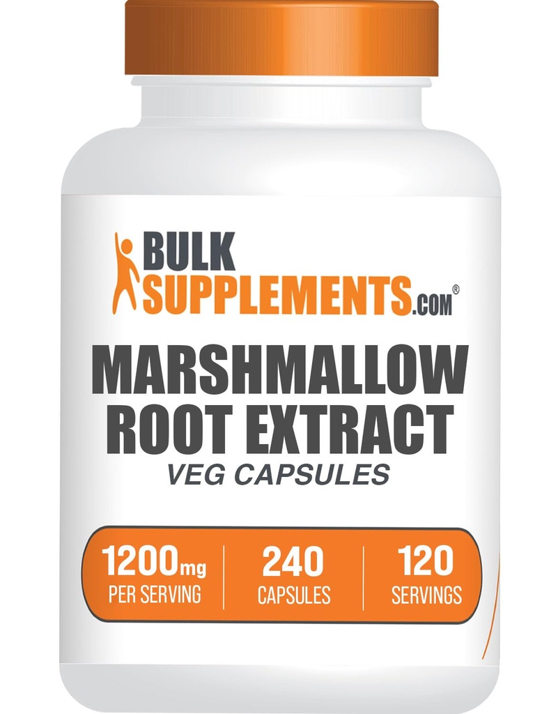 BulkSupplements.com Marshmallow Root Extract Kapsułki - Herbal Supplement, Marhmallow Root 1200mg - Gluten Free, 2 kapsułki na Serving, 240 Hrabia (Pack of 1)