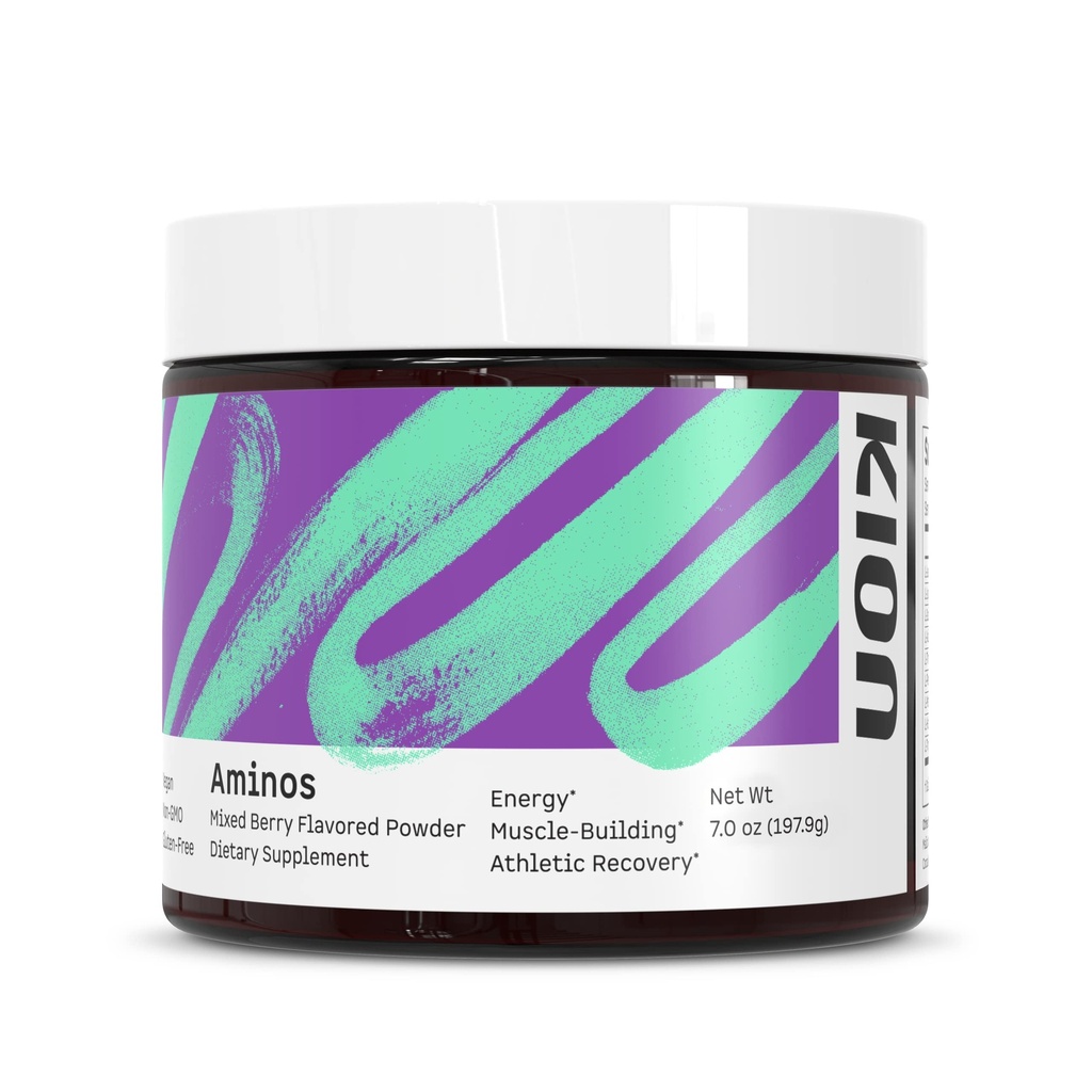 Kion Aminos - Essential Amino Acids Supplement, Essential Amino Acids Powder for Muscle Recovery, BCAA EAA No Caffeine, Amino Acid Powder, Essential Amino Energy - 30 Servings, Mieszane Berry
