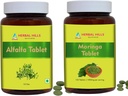 HERBAL HILLS Alfalfa Tablet i Moringa Leaf Tablet Pack of 2 Combo