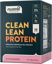 Nuzest - Proszek z protein grochowych - Białko o czystej barwie, Proszek z protein roślinnych Premium, Bezmleczny, Bez glutenu, Bez GMO, Wstrząs proteinowy, Wild Truskawka, 0,9 oz, (Opakowanie po 10)