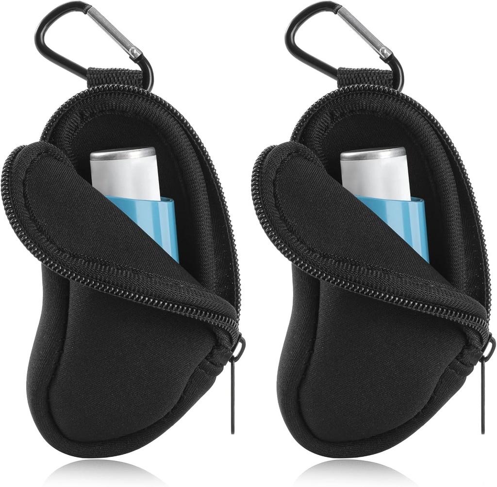 Astma Inhaler Nosiciel Neoprene Inhaler podróży Mini worek do inhalatora L- Shaped, Inhaler nie zawiera (Black 2PCS)