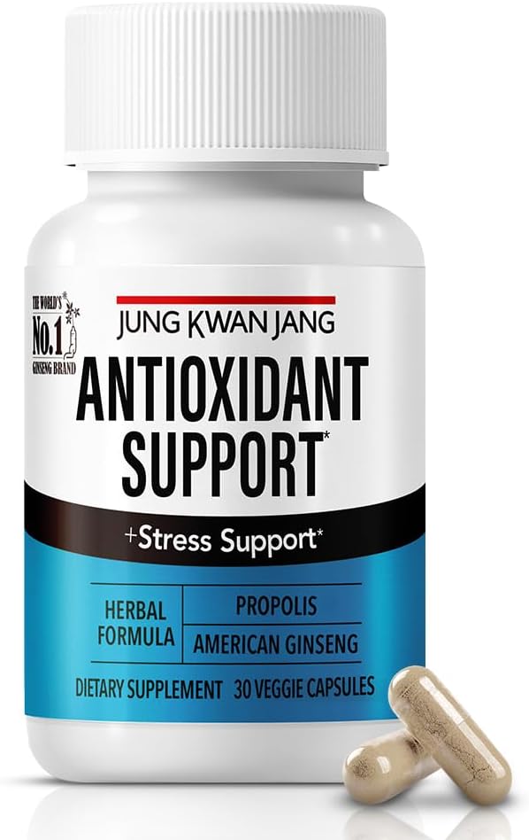 JungKwanJang Antioxidant Support Blend - Boost Immunity and Energy with Propolis (229mg) and American Ginseng (143mg), 30 Capsules for Men and Women