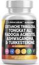 Czysty Nutra Cistanche Tribulosa Fadogia Agrestis Tongkat Ali Turkesterone Pigułki Ashwagandha Suplement kapsułki dla mężczyzn - 60 Hrabia