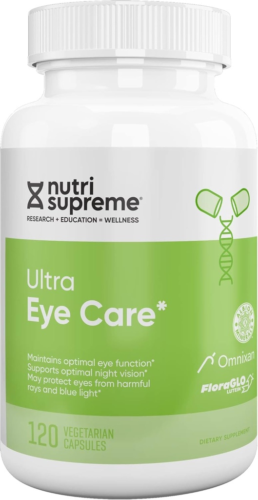 Nutri Supreme Research Ultra Eye Care with Lutein for Eye Health and Wellness, 120 Vegetarian Capsules, Kosher