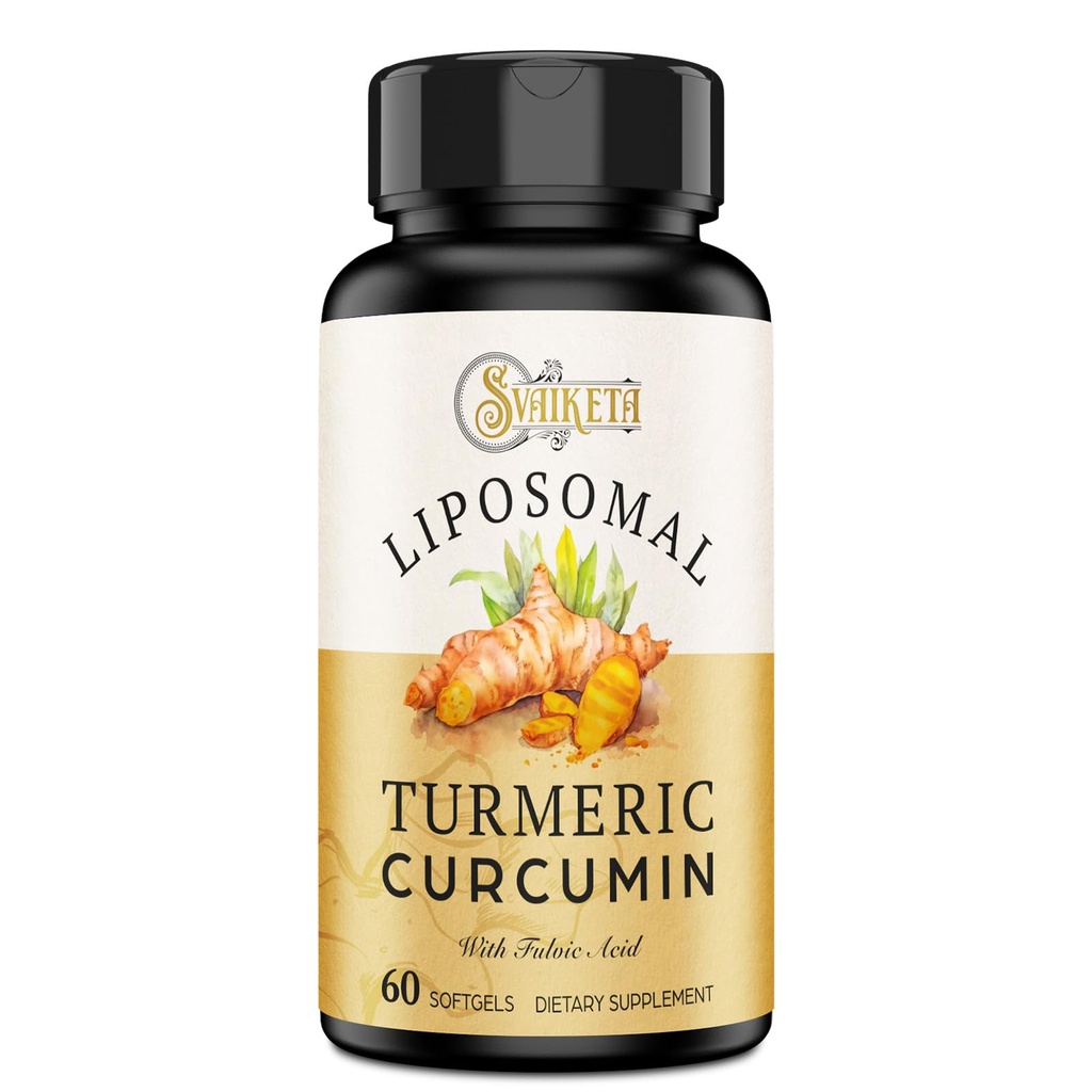 Liposomalna kurkumina Kurkumina Suplement 2000mg, 95% Znormalizowany Curcuminoid Extract & Organic Root Powder z Piperine Black Pepper Fruit (15 mg), 60 softgels