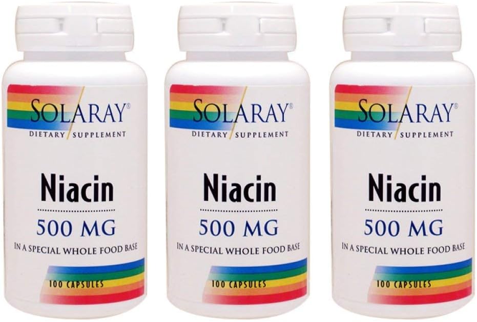 Niacyna 500 mg Solaray 100 VegaCaps (3 opakowania)