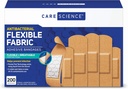 Care Science Fabric Adhesive Bandages, 200 ct Bulk Assorted Sizes | Flexible + Breathable Protection for First Aid and Wound Care