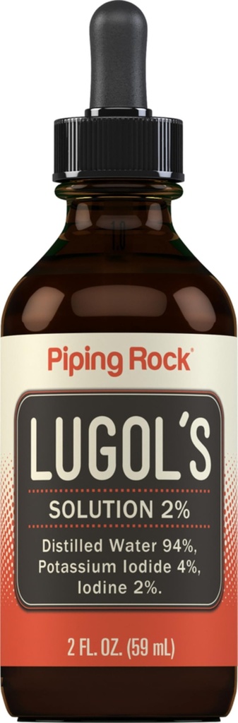 Lugols Iodine Drops 2% 2 fl oz Nether124; Liquid Supplement Ethernet 124; Potasu Iodide 4% Nether124; przez Piping Rock