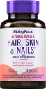 Piping Rock Hair Skin and Nails Witaminy 124; 120 Caplet Pills X124; z Collagen Xion124; 5000 µg Biotin Xion124; Non-GMO, Gluten
