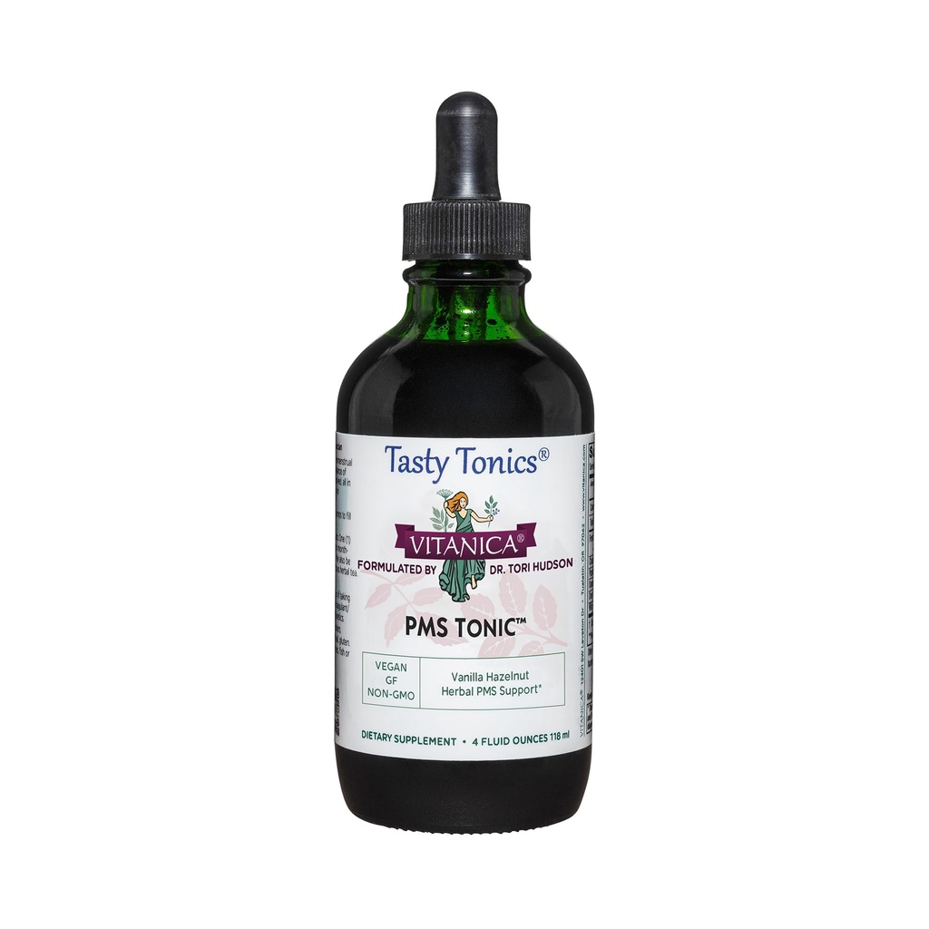 Vitanica PMS Tonic, Premenstrual Support and Relief, Saint Johns Wort, Dong Quai, Chaste Tree Berry, Wild Yam and More, Vegan, 4 unce