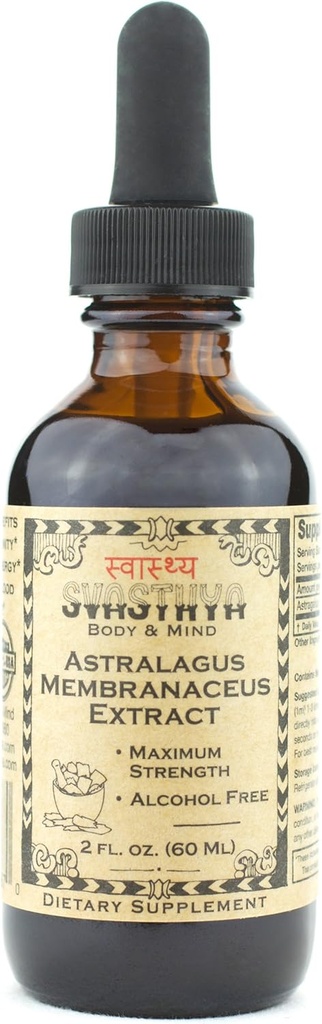 SVASTHYA Body & MIND Astragalus Membranaceus Liquid Extract - zwiększa system immunologiczny & Jasność mentalna, Natural Healing & Stress Relief, Made In USA, GMP, 2 oz