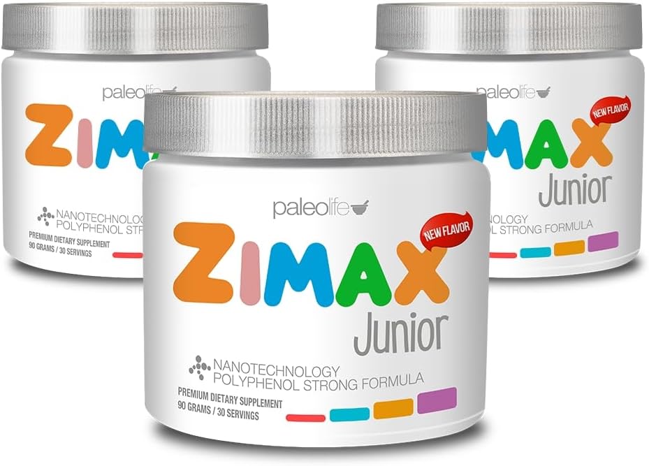 ZIMAX Junior Super ANTIOXIDANT dla dzieci i młodzieży między 4 i 16 Lata - 100% Naturalne z witaminą c, magnezu i witaminy d3 - Wysoka absorpcja kurkumina, Ginger + Minerały