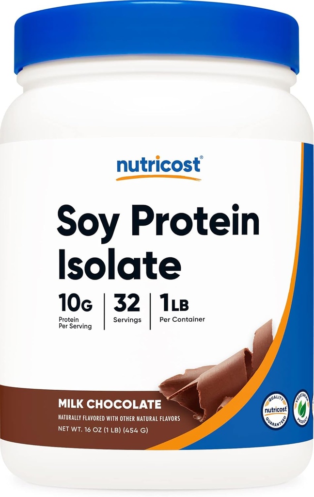Nutricost Białko sojowe Proszek, 1 LB Czekolada, 10 Gramy białka na serwowanie, Wegetarianin, Non-GMO & Gluten Free
