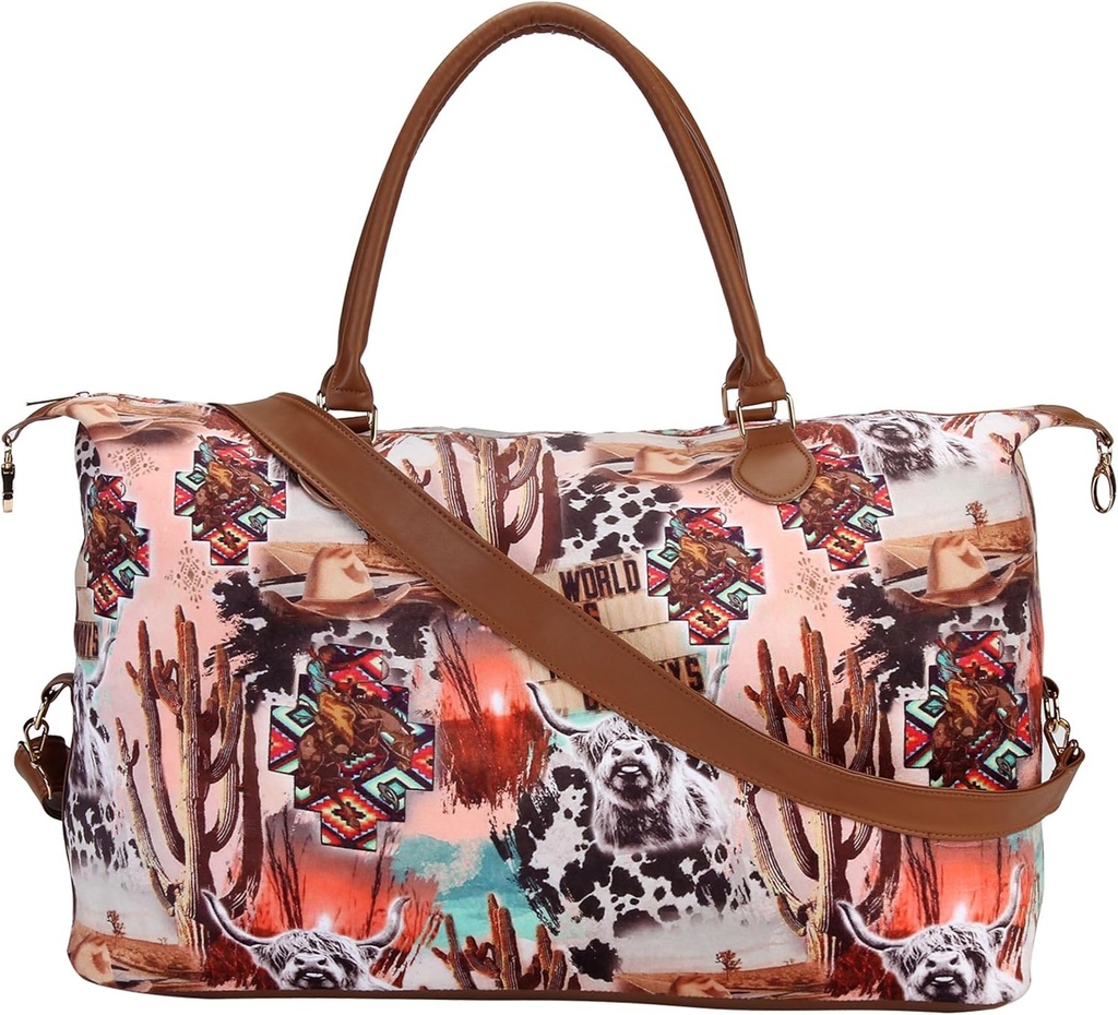 Weekender Torba Duffle Bag dla kobiet duży podróżny Tote Torba w ciągu nocy Torby z ramiączką ramię krowa Leopard Atzec...