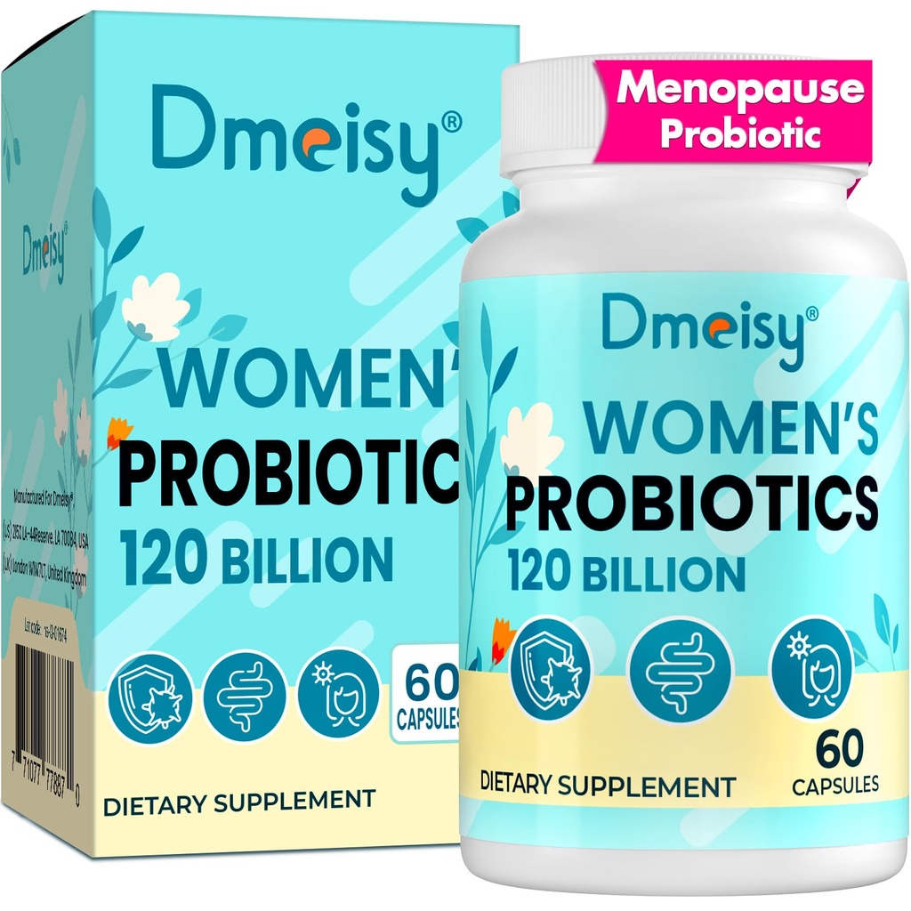 Menopauza Suplementy dla kobiet, 120 Miliard CFU Probiotyk, 13- in-1 Herbs Probiotyka Complex, dla menopauzy Relief, Hormony Równowaga, Gorące błyski, nocne poty, Mood Swings, Gut & Immunitet - 60 kapsułki