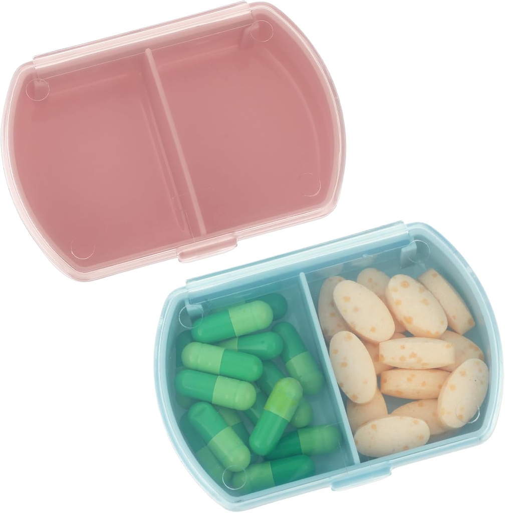 Sibba Pill Organizer Box Case 2 PCS Waterproof Travel Medicines Container Purse Essentials Small Cute Fish Oil Holder Suplementy Mini Pillbox Rempinder Przenośny Pocket Pouch Akcesoria
