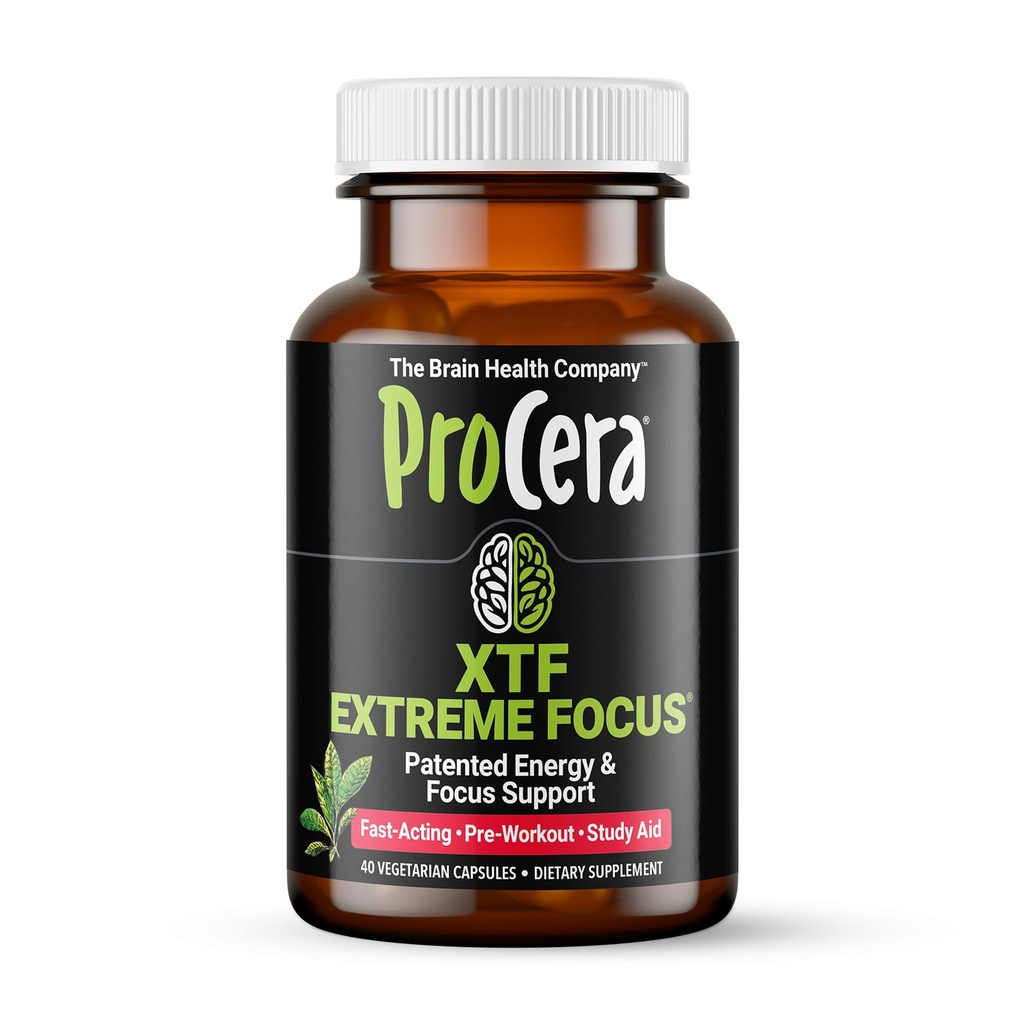 Procera XTF - Perfect Study Aid - Natychmiastowe wyniki - Ulepszone Focus & Memory Retention - Zwiększone stężenie tlenu i przepływu krwi - Jasność mentalna - Zwiększenie energii - Powolny spadek koniunktury - 40