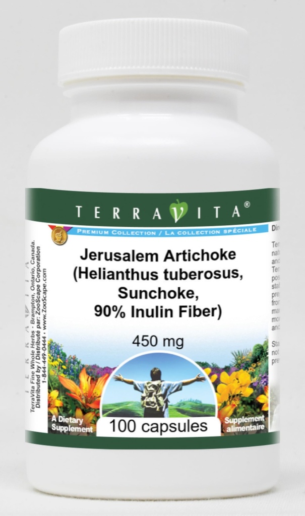 Karczoch Jerozolimski (Helianthus tuberosus, Sunduck, 90% włókno inulinowe) - 450 mg (100 kapsułek, ZYN: 570983)