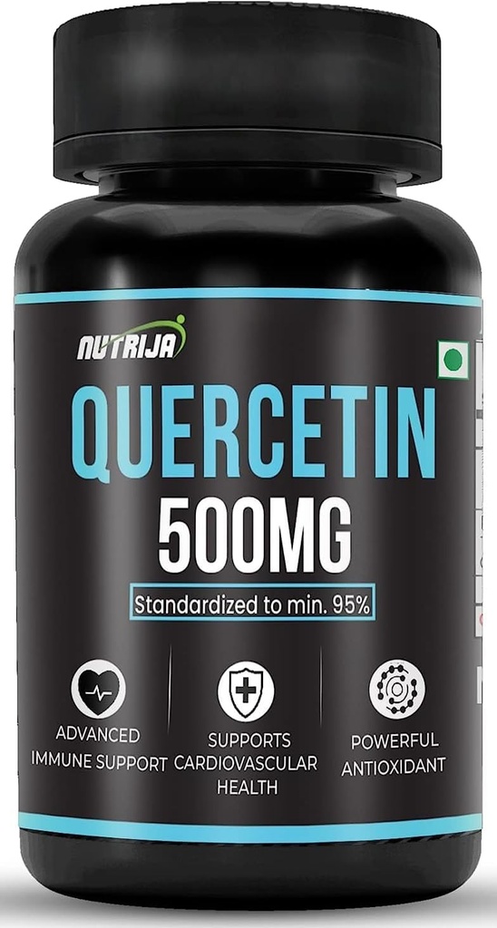 Quercetin 500 mg kapsułki - Standaryzowane do 95% kapsułki 124; Wysoko oczyszczony i dostępny suplement suplement do wstrzykiwań 124; Naturalne bio-flawonoidy i silne przeciwutleniacze (30 kapsułek)