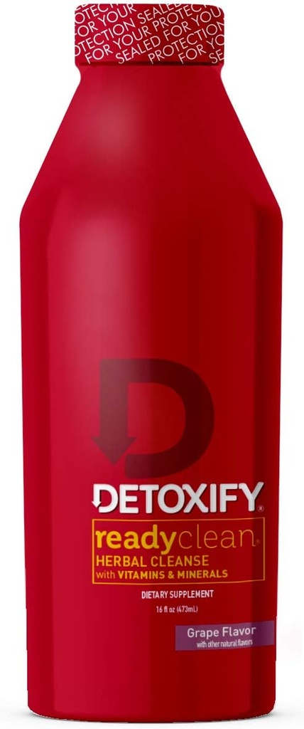 Detoxify - Ready Clean Herbal Cleanse - Grape- 16 oz - Spreparowane Herbal Detox Drink - Wyciąg z nasion mleka i Burdock Root Extract - Plus Sticker