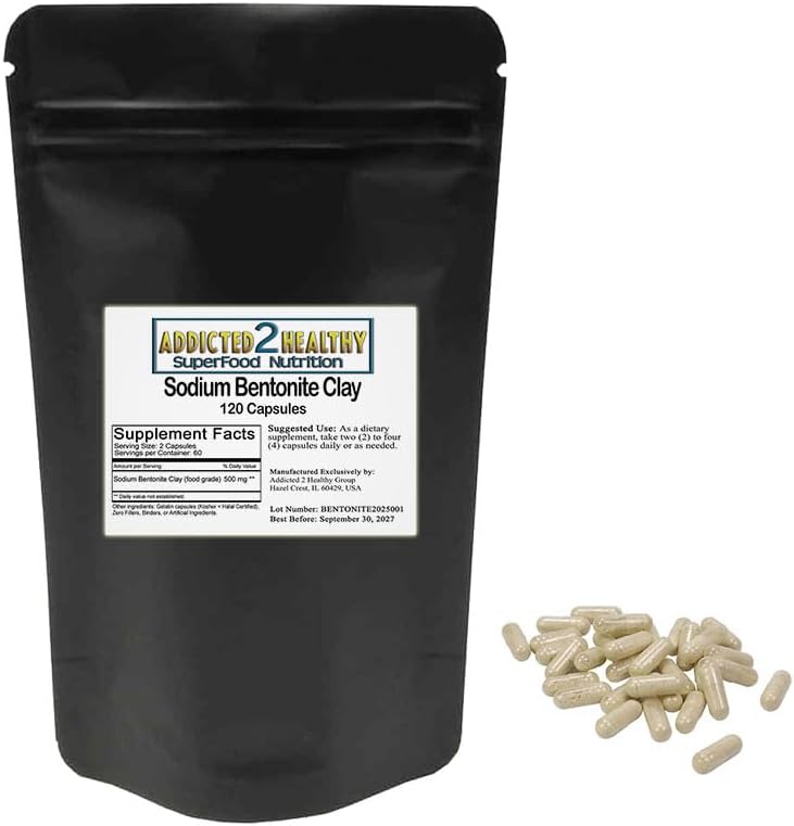 Spożywczy Bentonit Sodu Kapsułki z proszkiem glinowym (1000 mg) 120