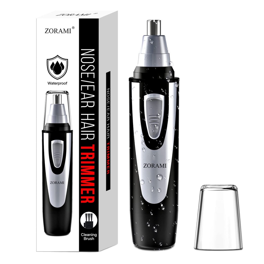 Uszy i Nos Przyciskacz do włosów - 2025 Profesjonalny Painless Eyebrow & Facial Przyciskacz do włosów dla mężczyzn Kobiety, Battery- obsługiwane przyciskacz z IPX7 Waterproof, Dual Edge Blades for Easy Cleansing Black
