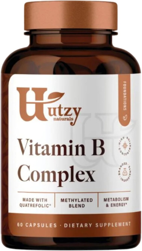 Utzy Naturals Witamina B Kompleks 124; Zawiera wszystkie 8 Witaminy zasadniczej B 124; z Cholina i Inositol 124; 60 Kapsułki