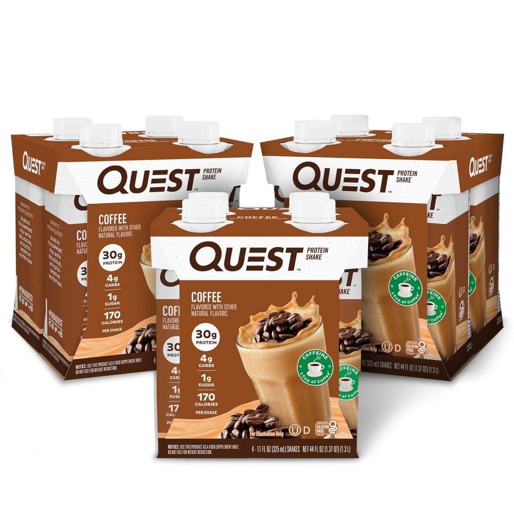 Quest Nutrition Gotowy do picia białka kawy Shake, 30g białka, 4g Carb, 1 g cukru, Gluten Free, Keto Friendly, 4 Count (Pack of 3)