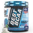 BPI Sports Best BCAA Proszek - Wsparcie Odzyskiwania Mięśnie - Branched Chain Amino Acids 124; Building Blocks of Protein and Muscle - Post Workout Recovery - Hydration - Blue Malina, 30 Służenie