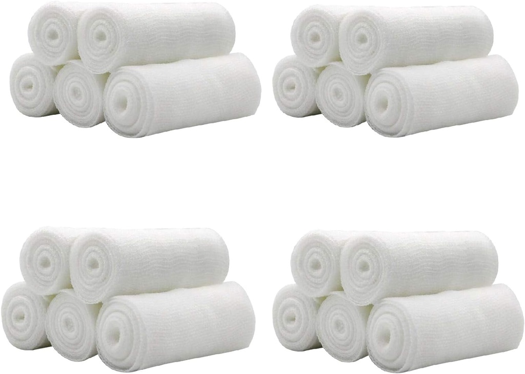 Jeść Biting 20 Rolls 4 cali x 4.92 Jardy Rolled Gauze Stretch Bandaż / Medyczny stopień Sterylny Pierwsza pomoc Pielęgnacja Cotton Ply / Rozciągnięty Gaza Bandaże Rolki z taśmy medycznej
