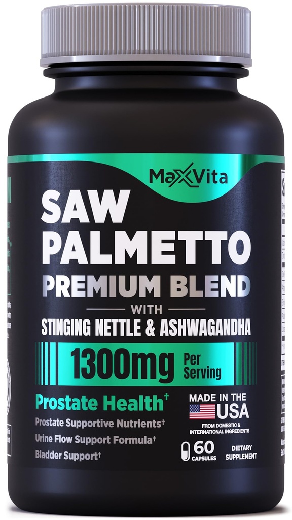 Prostate Premium - Saw Palmetto for Men, Stinging Nettle, Ashwagandha, Lycopene, Bladder & Urnary Relief, suplement dla mężczyzn, 60ct