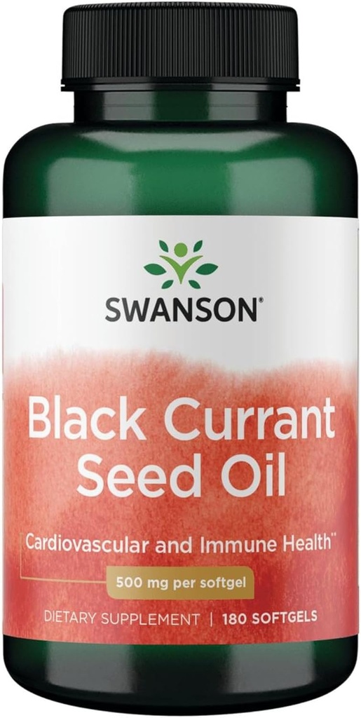 Swanson Black Currant Seed Oil - Herbal Supplement Promotion Immune System & Heart Health Support - Natural Formula Support Joints Health - (180 Softgels, 500mg Each)