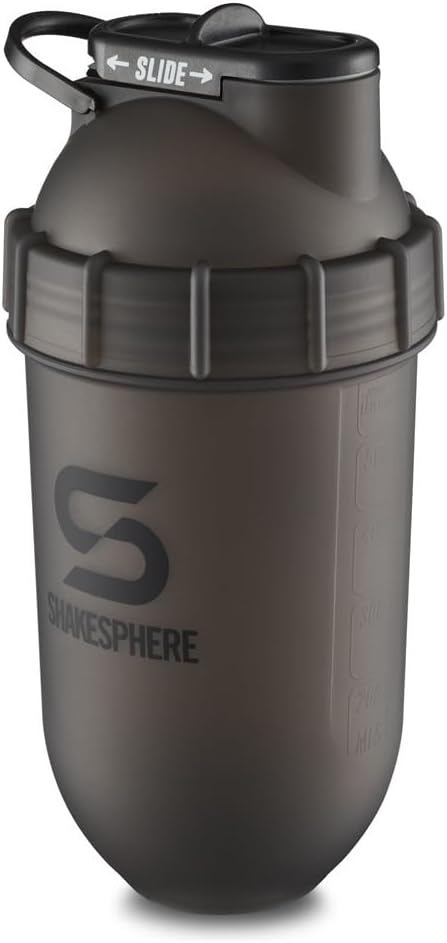 Butelka shaker shaker shaker shaker - 24oz Leak Proof Protein Butelka shaker do wstępnego treningu, Smoothie i proszkowe mieszanki napojów, No- Blade Mixer do siłowni, BPA- Free, Easy Clean & Easy to Carry (Frosted Black)