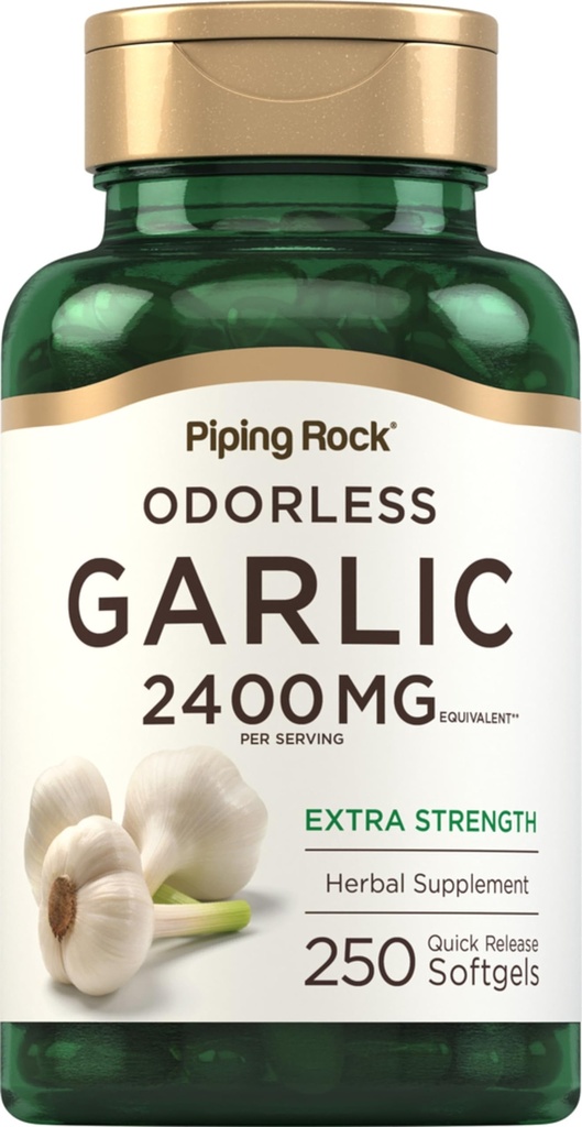Piping Rock Bez Odorless czosnku Suplement 2400mg 124; 250 Softgels 124; Wysoka moc Herbal Extract 124; Dodatkowa moc pigułki 124; Non-GMO, Gluten Free