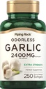 Piping Rock Bez Odorless czosnku Suplement 2400mg 124; 250 Softgels 124; Wysoka moc Herbal Extract 124; Dodatkowa moc pigułki 124; Non-GMO, Gluten Free