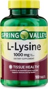 L- Lysine 1000mg Tablets - Suplement Lysine do wsparcia skóry, immunologicznego i kolagenu - Esential Amino Acid, 100 Count, Gluten- Free for Daily Wellness