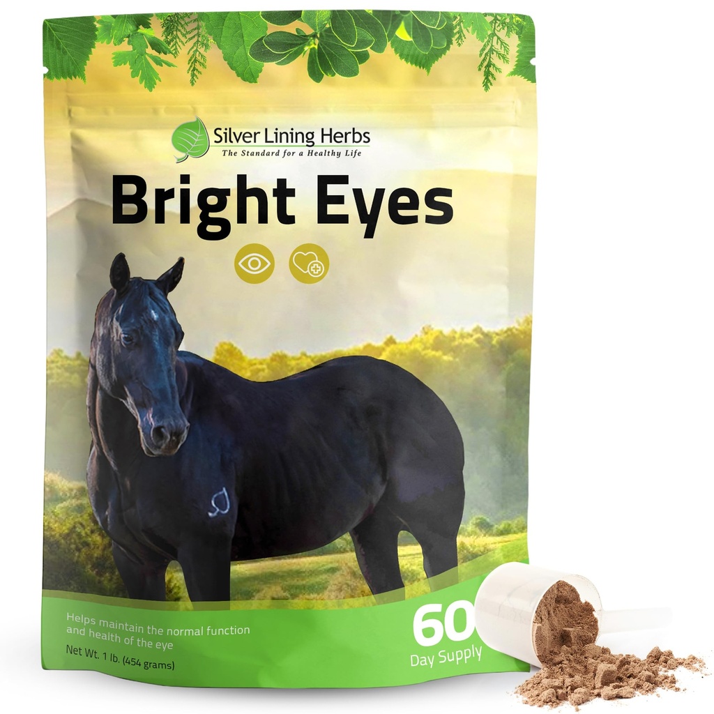 Srebrne Lining Herbs Bright Eyes Vitamin - Konie Suplementy do oczu do wsparcia zdrowia kapilarnego, Wielka Wizja, i ogólne Zdrowie oczu - Plant- oparte na Ziołowych Koń Suplementy - 1 lb 60- Day Supply