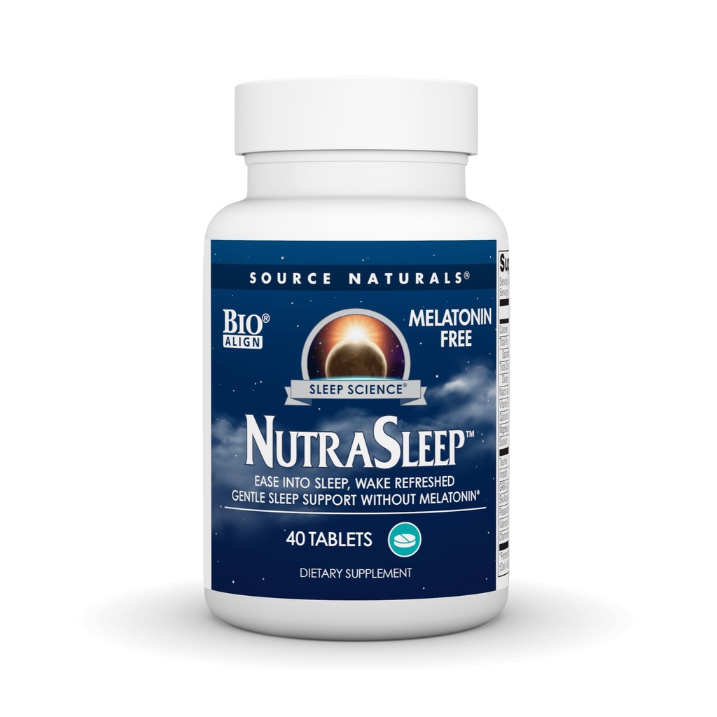 Źródło Naturals NutraSleep, Melatonin-Free Multi- Nutricent & Herb Complex, Wegetariańska formuła wsparcia relaksacyjnego - 40 tabletek