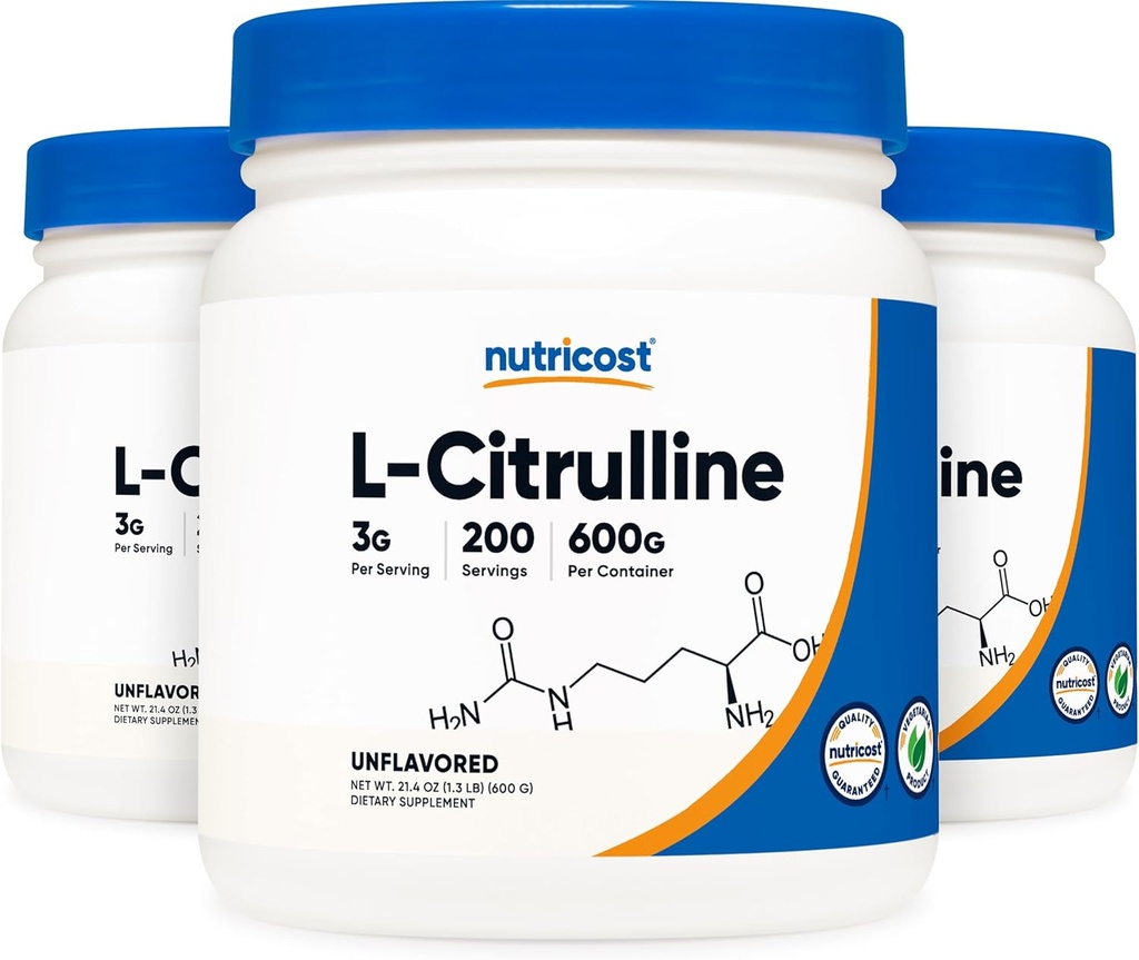 Nutricost Pure L- Citruline (Base) Proszek (600 gramów) (3 butelki)
