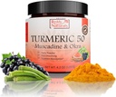 Reddy Naturals Aryana Turmeric 50 - Organic Turmeric Supplement Powder with Muscadine Grape & Okra - Fast- Rozpuszczanie, Plant- Based Formuła dla Codzienne Wellness - 30 Służenia