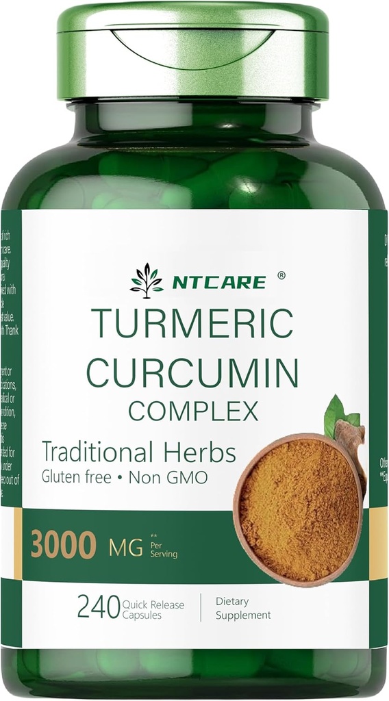Kurkumina kurkumina z Black Pepper 3000mg XI124; Wspólne wsparcie 124; 240 Kapsułki XI124; Turmeric Complex Supplement XI124; Non- GMO, Gluten Free