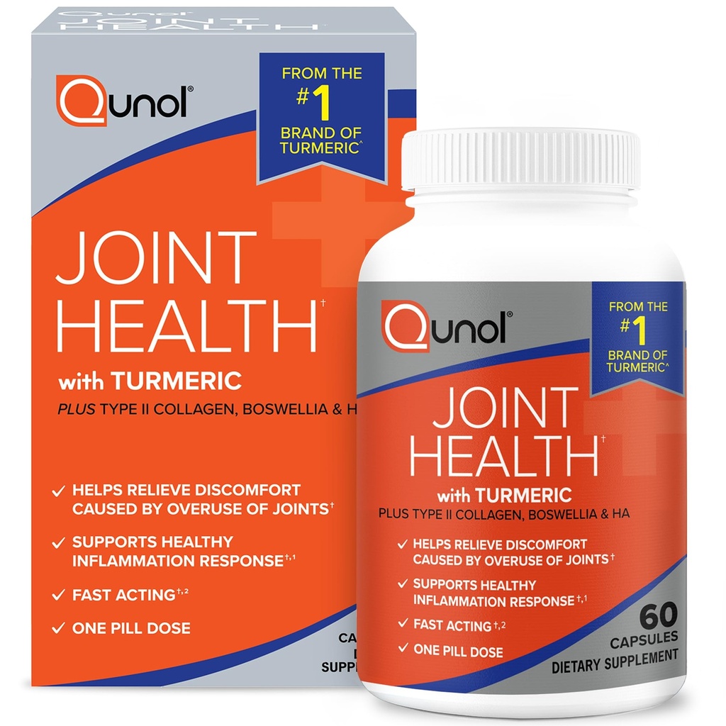 Qunol 5- in-1 Joint Supplement Supplement Supplement, Szybkie aktorstwo, Jedna dawka pilotowa, Wsparcie zdrowej odpowiedzi zapalnej i dyskomfort spowodowany nadmiernym wykorzystaniem połączeń, Alternatywa dla Glukozaminy Chondroitin MSM, 60 Count