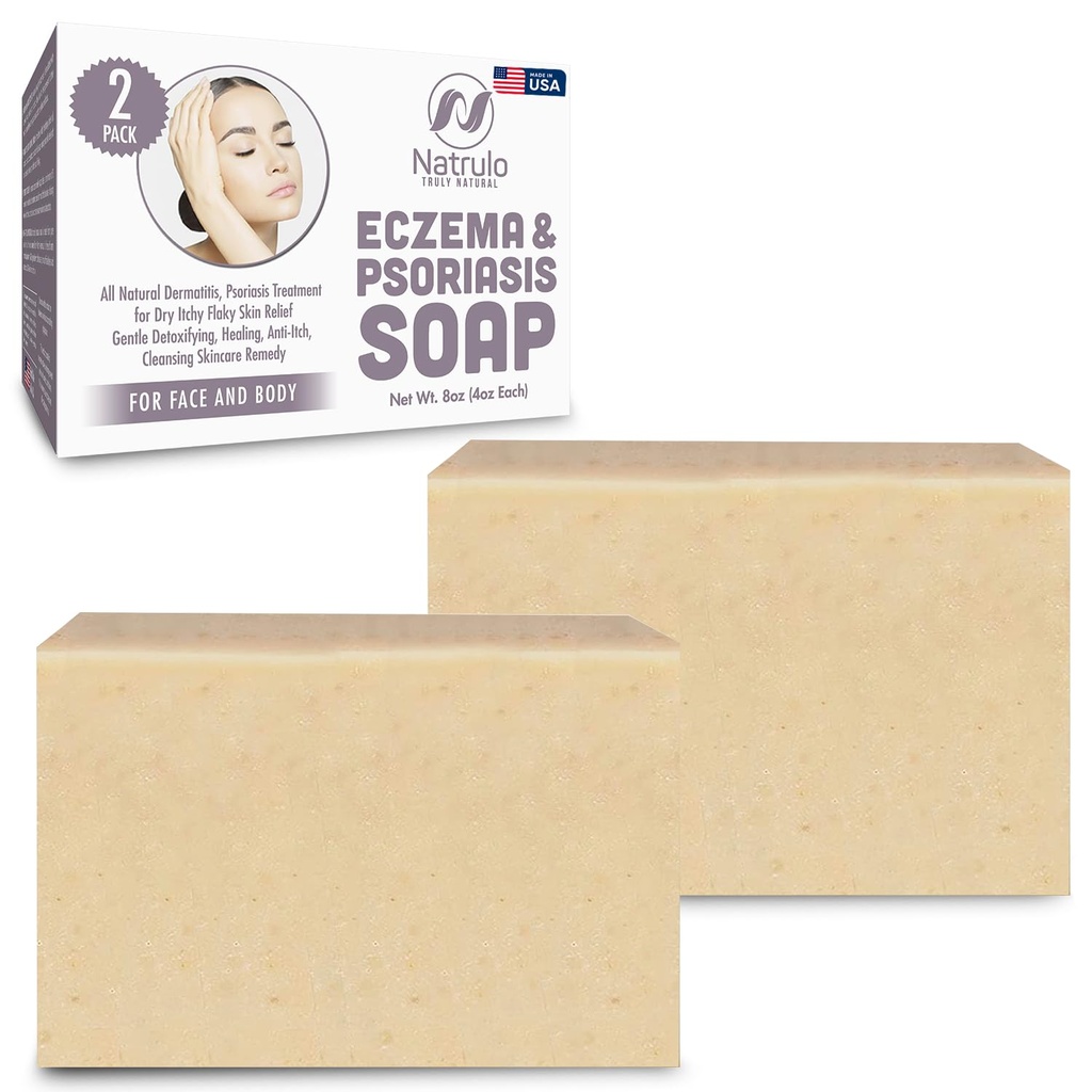 Eczema Soap Bar for Face and Body - Wszystkie naturalne zapalenie skóry, łuszczyca Rozwiązanie dla suchego Itchy Flaky Relief skóry - Delikatne detoksykacji, Anty- Itch, Oczyszczanie Skincare Remedy - Eczema Soap Bar Made in USA