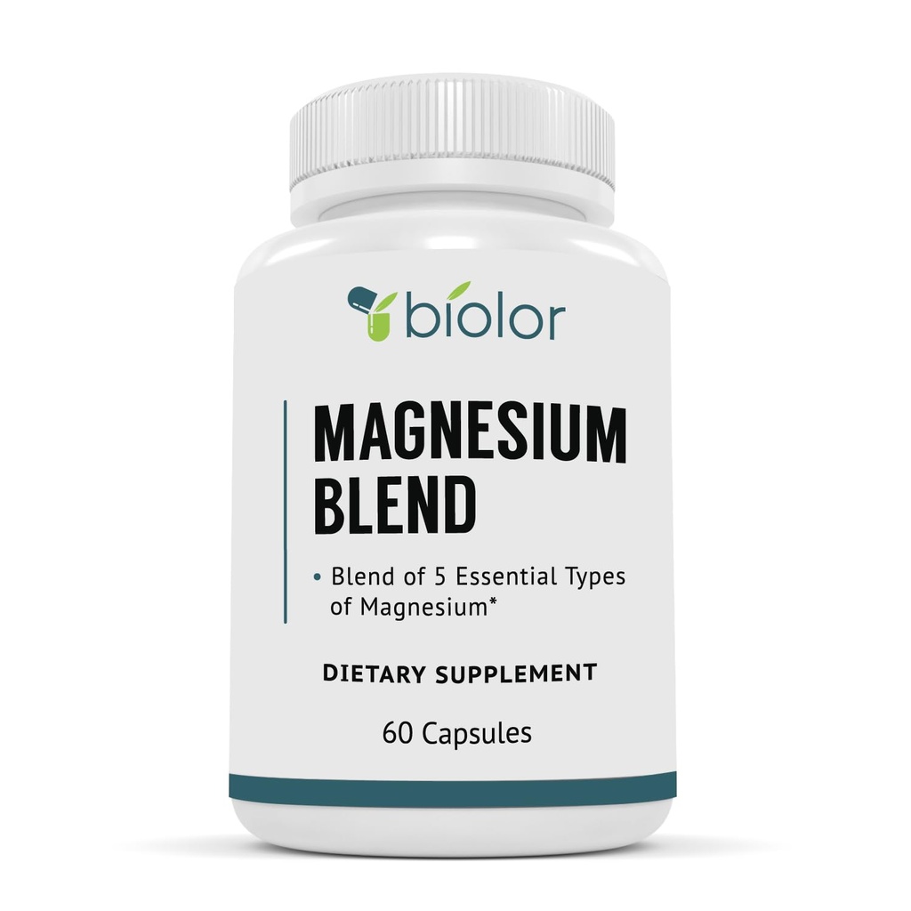 Magnezu Complex Supplement, Full Spectrum Magnezu Blend, Magnezu Glycinate z jabłkiem, Cytrate, Taurinate i Gluconate - Wysoka absorpcja suplement magnezu, Magnezu Complex kapsułki