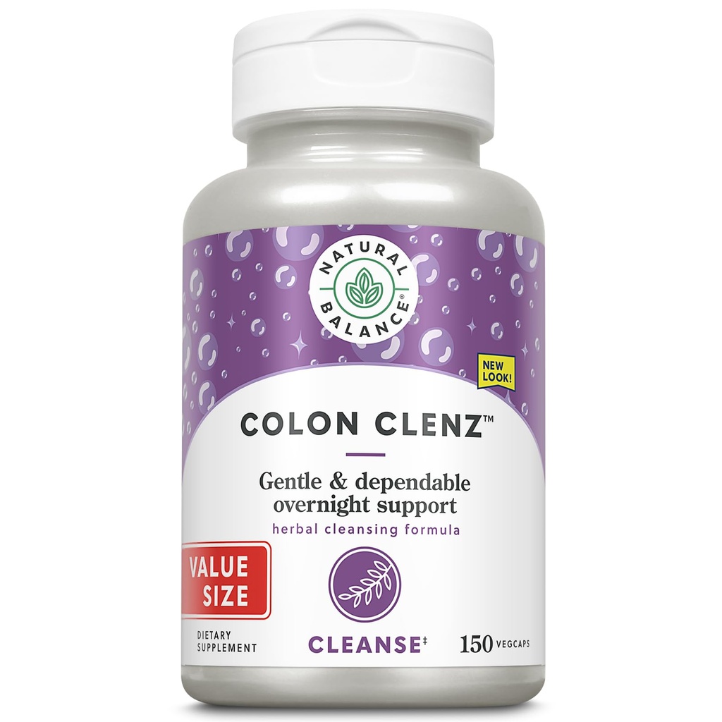 Natural Balance Colon Clenz Refined 124; Herbal Colon Cleanse & Detox Supplement Efined 124; Delikatna i zależna formuła overnight (150 CT)