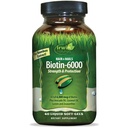 Irwin Naturals Biotin- 6000 Wspiera zdrową skórę, włosy i paznokcie - 60 płynnych softgeli - Siła + Ochrona z High Potency 6000 µg, Bamboo, Awokado, Kokosowe & Więcej - Maksymalna absorpcja