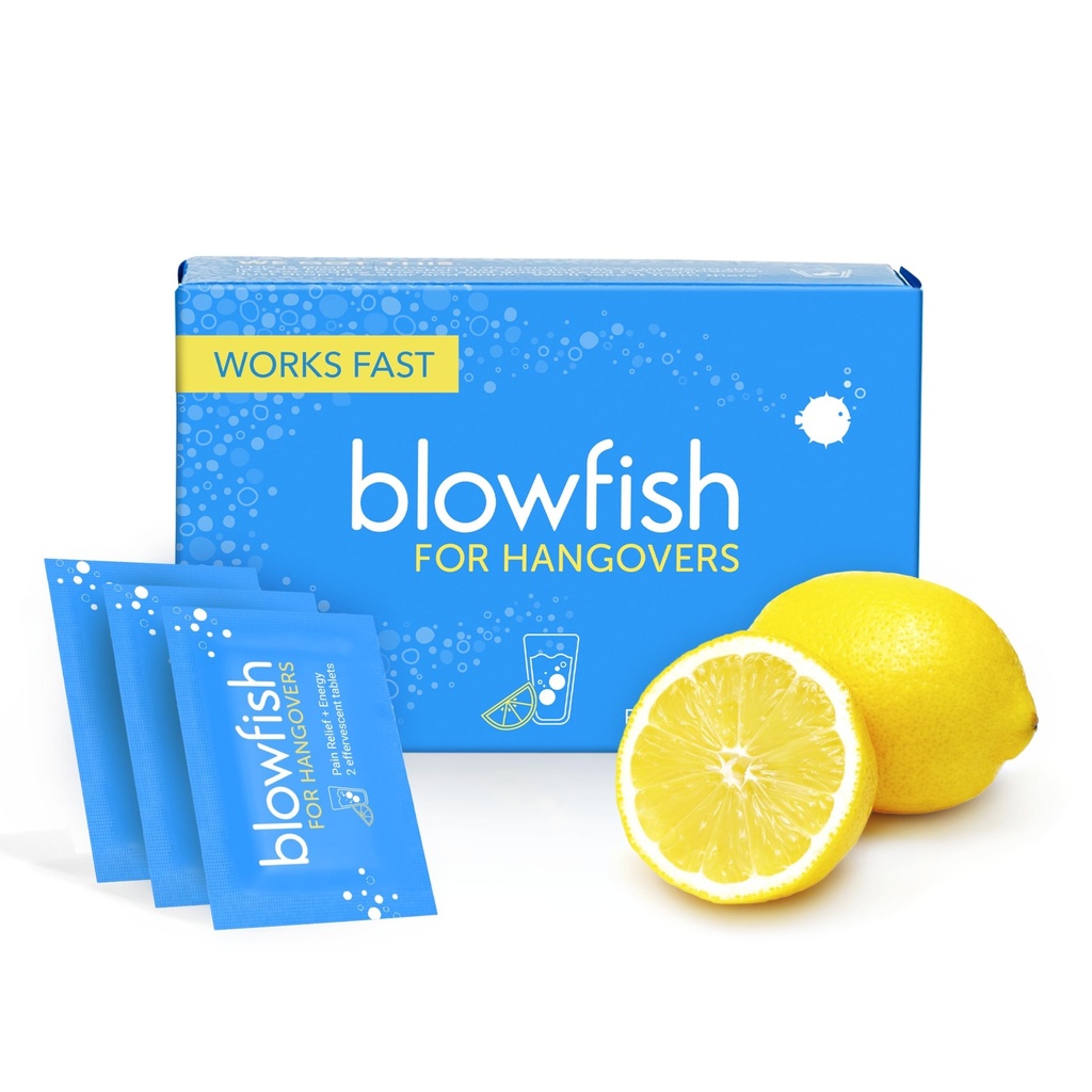 Blowfish for Hangovers - szybki kac ulga w 15 minut 124; ból głowy ulga, energia, i nawadnianie w jednym kroku 124; pojedyncze pudełko