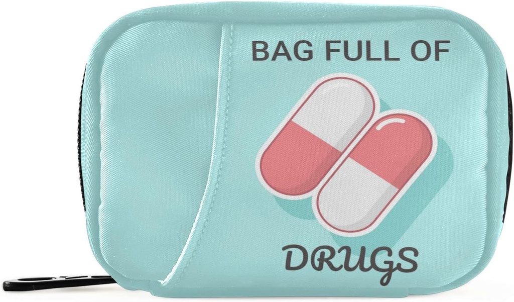 Naanle Medical Pills Pill Box 7 Day Case Bag Travel Organizator z Zipper Portable Weekly Compact Rozmiar dla posiadacza suplementu witaminy A Cartoon Blue White 4.6 x 3,14 x 1,88 Inch, 1,0 Count